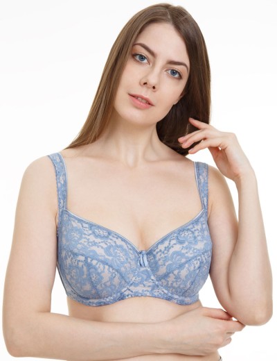 Бюстгальтер мягкий с подкроем Lina A 6017 / 6117 ниагара-серебристый пион, Цвет: ниагара/пион, Размеры: 75D, изображение 2