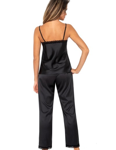 Атласная пижама топ и брюки Donna TIFFANI pyjamas BLACK, Цвет: черный, Размеры: M, изображение 3