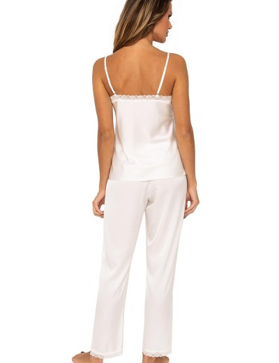 Атласная пижама топ и брюки Donna TIFFANI pyjamas EKRU, Цвет: экрю, Размеры: S, изображение 3