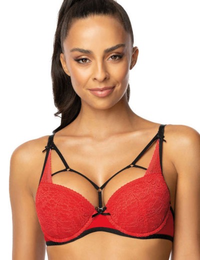 Бюстгальтер с лентами MAT LOREN M-3636-11 czerwono-czarny, Цвет: красный, Размеры: 70B, изображение 3
