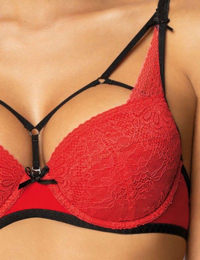 Бюстгальтер с лентами MAT LOREN M-3636-11 czerwono-czarny, Цвет: красный, Размеры: 70B, изображение 4