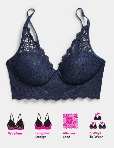 Кружевной бралетт без косточек Maidenform DM1188 черный, Цвет: черный, Размеры: 75C, изображение 4