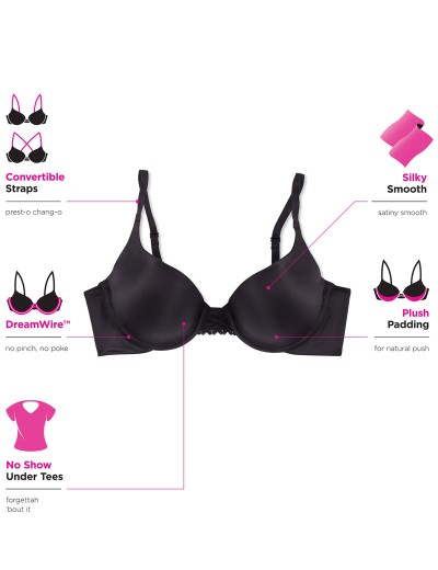 Гладкий бюстгальтер пуш-ап Maidenform DM0066 черный, Цвет: черный, Размеры: 80B, изображение 10