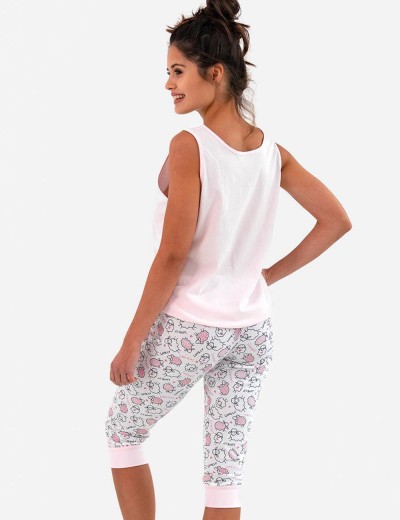 Хлопковая пижама майка и бриджи Sensis SHEENA, Цвет: розовый, Размеры: S, изображение 2