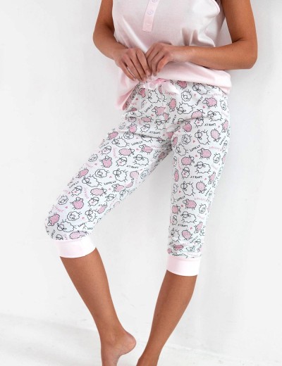 Хлопковая пижама майка и бриджи Sensis SHEENA, Цвет: розовый, Размеры: S, изображение 4