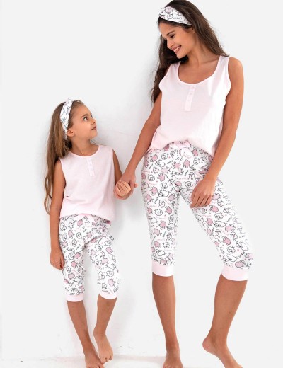 Пижама для девочки с бриджами Sensis SHEENA KIDS, Цвет: розовый, Размеры: 98-104, изображение 2