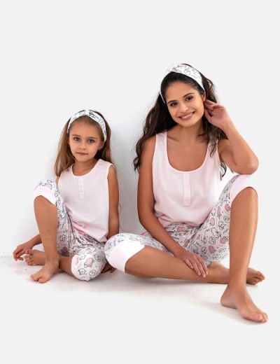 Пижама для девочки с бриджами Sensis SHEENA KIDS, Цвет: розовый, Размеры: 98-104, изображение 4