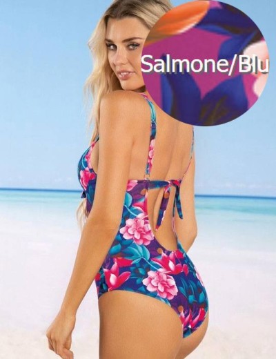 Слитный купальник майо Sielei RAINBOW AI50 salmone/blu, Цвет: salmone/blu, Размеры: 75B, изображение 2
