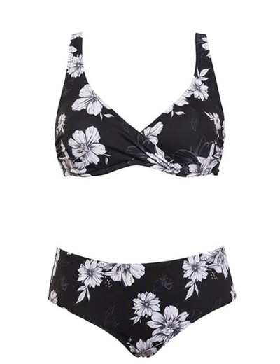 Цветочный купальник формовка слип Sielei FL52+FL68 nero, Цвет: nero (черный), Размеры: 75C, изображение 2