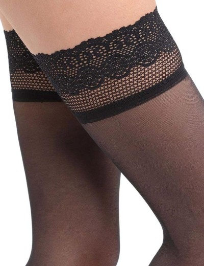 Чулки с широкой кружевной резинкой Dim 1605 NUDE SENSATION 25 den, Цвет: черный, Размеры: 2, изображение 2