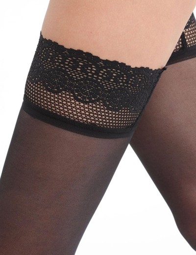 Чулки с широкой кружевной резинкой Dim 1605 NUDE SENSATION 25 den, Цвет: черный, Размеры: 2, изображение 3