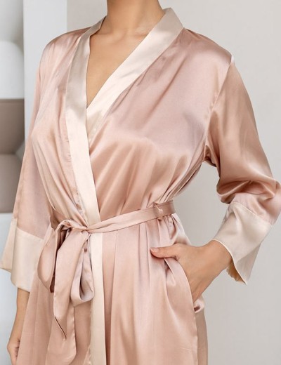 Домашний халат-кимоно Mia-Amore HAILEY 7303, Цвет: миндальный, Размеры: 2XL/3XL, изображение 4