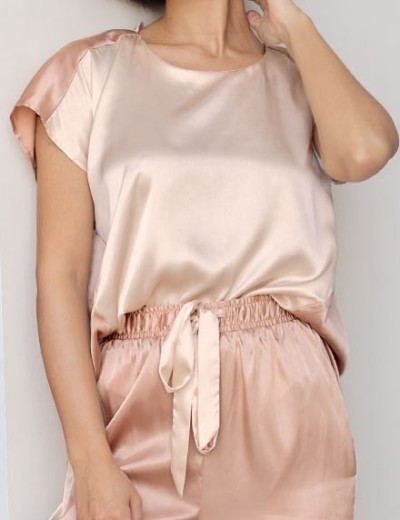 Комплект атласный с брюками Mia-Amore HAILEY 7306, Цвет: миндальный, Размеры: S, изображение 5