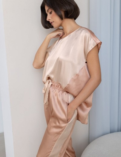 Комплект атласный с брюками Mia-Amore HAILEY 7306, Цвет: миндальный, Размеры: S, изображение 2