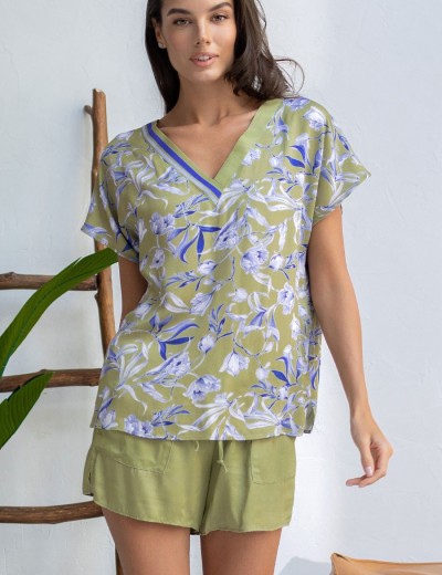 Комплект из вискозы и шёлка Mia-Amore LIBERTINA 1952, Цвет: оливковый, Размеры: M, изображение 4