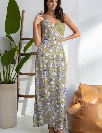 Сарафан длинный из вискозы и шёлка Mia-Amore LIBERTINA 1955, Цвет: оливковый, Размеры: L, изображение 3