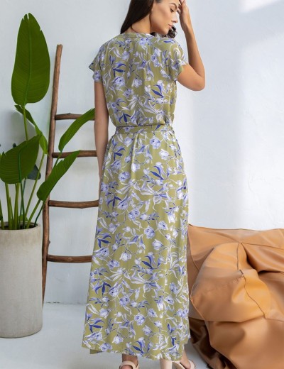 Длинное расклешенное платье-халат Mia-Amore LIBERTINA 1959, Цвет: оливковый, Размеры: XL, изображение 2