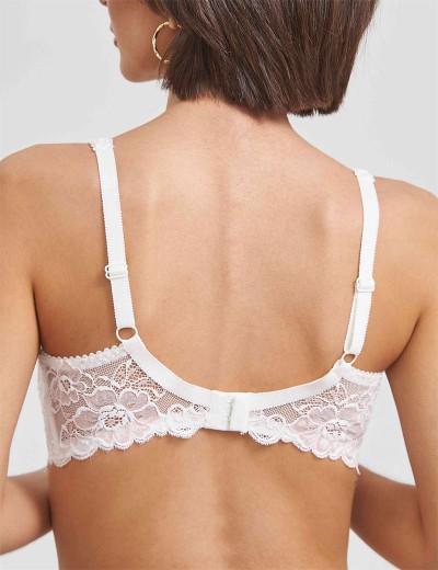 Бюстгальтер балконет кружево биколор Simona M 608 молоко-роза, Цвет: молоко-роза, Размеры: 85F, изображение 2