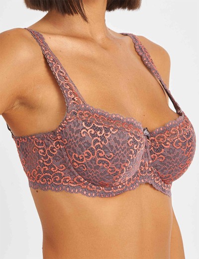 Бюстгальтер балконет кружево биколор Simona M 608 акула, Цвет: акула, Размеры: 85G, изображение 3