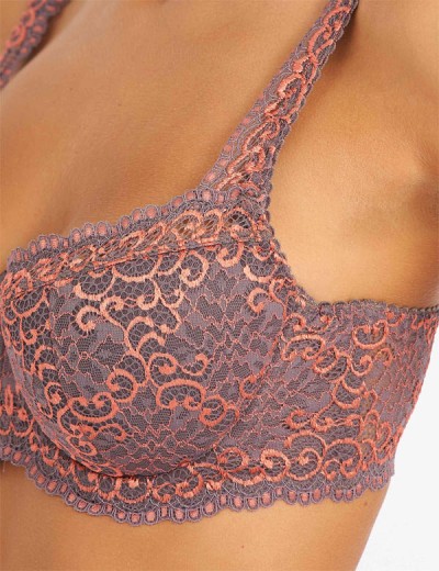 Бюстгальтер балконет кружево биколор Simona M 608 акула, Цвет: акула, Размеры: 85G, изображение 4