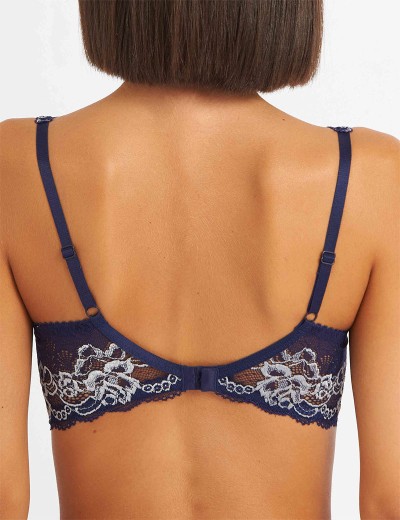 Бюстгальтер балконет кружево биколор Simona M 608 синий-серебро, Цвет: синий-серебро, Размеры: 85D, изображение 2