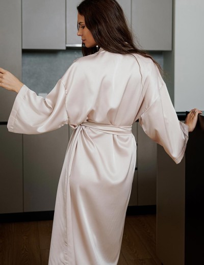 Элегантный халат-кимоно 5senses 7147 бежевый, Цвет: бежевый, Размеры: XS/S/M/L, изображение 2