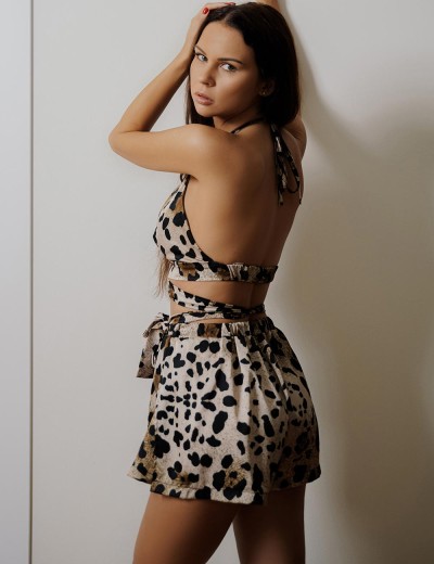 Соблазнительная пижама топ и шорты 5senses 7148 леопард, Цвет: леопард, Размеры: M, изображение 3