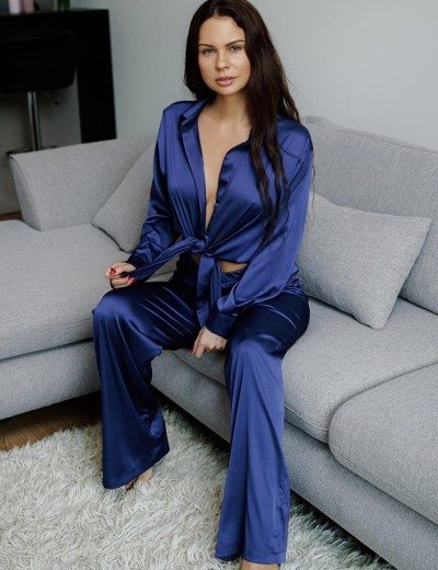 Брючный комплект 5senses 7149 темно-синий, Цвет: темно-синий, Размеры: XS/S, изображение 4