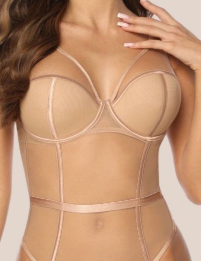 Боди с чашками пуш-ап Kinga CHARMY BODY 962-B, Цвет: бежевый, Размеры: 70D, изображение 4
