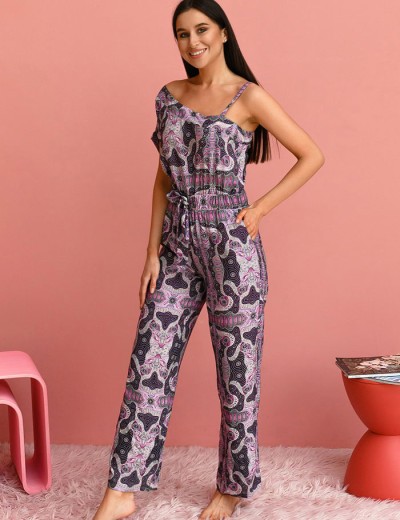 Комбинезон брючный из вискозы Mia-Mia ALBA 16506, Цвет: cиреневый, Размеры: M, изображение 3