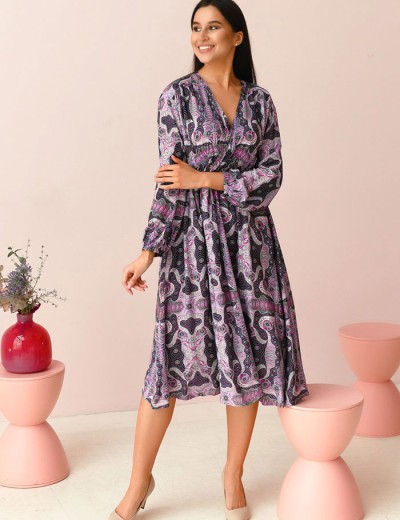 Платье с завышенной талией вискоза Mia-Mia ALBA 16508, Цвет: cиреневый, Размеры: S, изображение 3