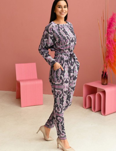 Комбинезон брючный вискоза Mia-Mia ALBA 16516, Цвет: cиреневый, Размеры: M, изображение 3