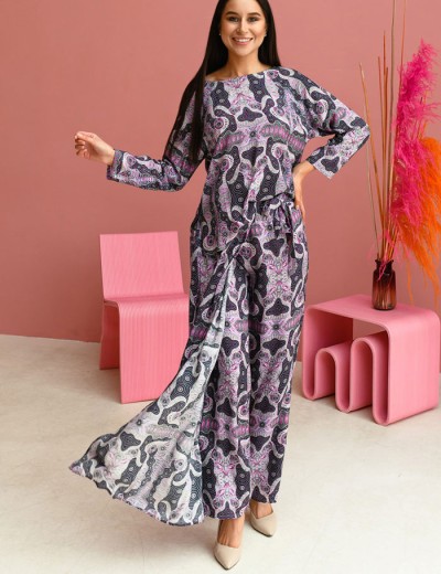 Комплект из вискозы туника и брюки с запахом Mia-Mia ALBA 16517, Цвет: cиреневый, Размеры: S, изображение 3