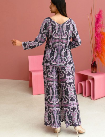 Комплект из вискозы туника и брюки с запахом Mia-Mia ALBA 16517, Цвет: cиреневый, Размеры: S, изображение 2