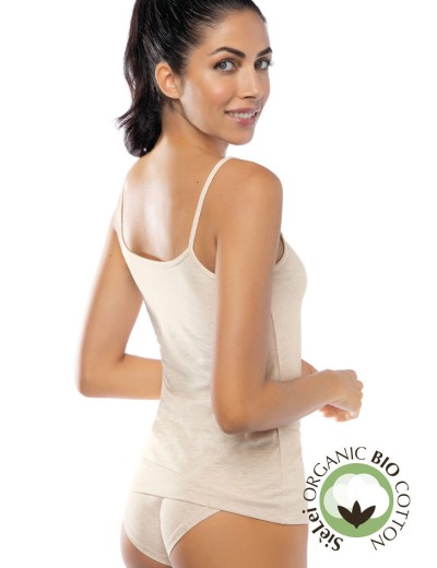 Хлопковая майка на тонких бретелях Sielei NATURAL COTTON 1430 ecru melange, Цвет: ecru melange, Размеры: S, изображение 2