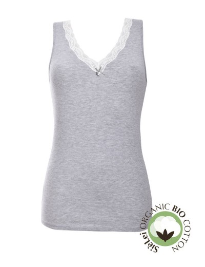 Хлопковая майка широкие бретели Sielei NATURAL COTTON 1436 grigio melange, Цвет: grigio melange, Размеры: XS, изображение 3