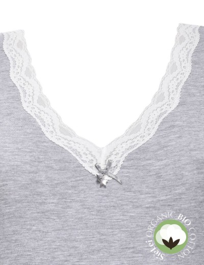 Хлопковая майка широкие бретели Sielei NATURAL COTTON 1436 grigio melange, Цвет: grigio melange, Размеры: XS, изображение 5