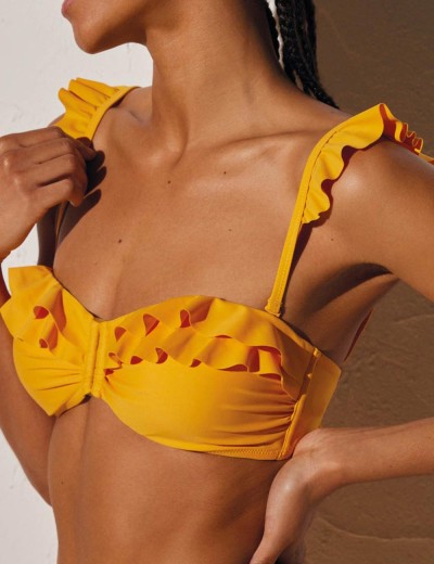 Купальный бюст бандо с рюшами Ysabel Mora 82177 желтый, Цвет: желтый, Размеры: 70C, изображение 2
