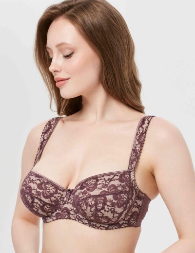 Бюстгальтер мягкий с подкроем Lina A 6017 / 6117 крокус-серебристый пион, Цвет: крокус/пион, Размеры: 75D, изображение 5