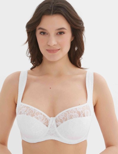 Бюстгальтер полумягкий с подкроем Lina A 6018 белый, Цвет: белый, Размеры: 75D, изображение 3