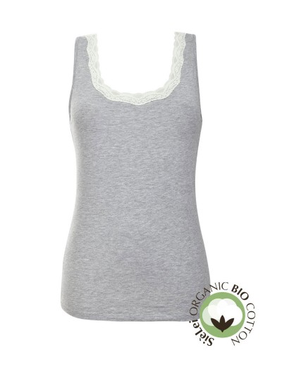 Хлопковая майка с кружевом Sielei NATURAL COTTON 1434 grigio melange, Цвет: grigio melange, Размеры: 2XL, изображение 5