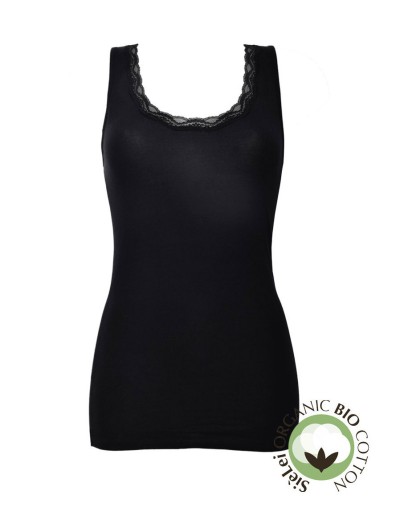 Хлопковая майка с кружевом Sielei NATURAL COTTON 1434 nero, Цвет: nero (черный), Размеры: XL, изображение 3