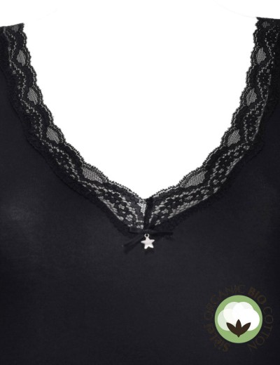 Хлопковая майка широкие бретели Sielei NATURAL COTTON 1436 nero, Цвет: nero (черный), Размеры: L, изображение 5