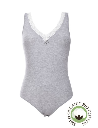 Боди хлопковое Sielei NATURAL COTTON 1448 grigio melange, Цвет: grigio melange, Размеры: L, изображение 3