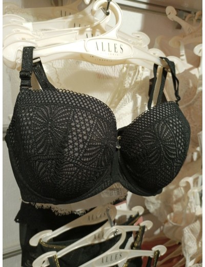 Бюстгальтер балконет Alles ERBA U/W, Цвет: черный, Размеры: 90C, изображение 2