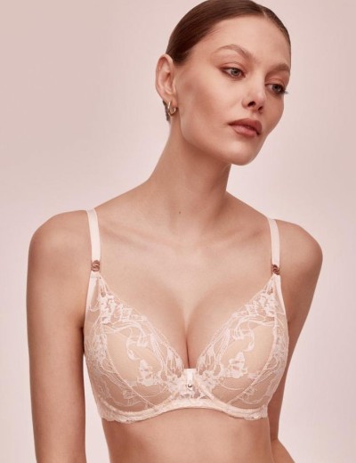 Бюстгальтер кружевной пуш-ап Alles SUBLIME P-UP beige, Цвет: бежевый, Размеры: 70G, изображение 4