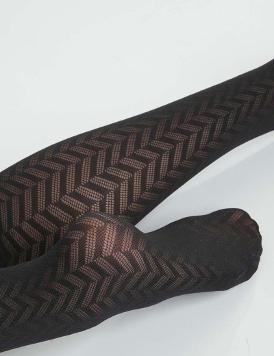 Фантазийные колготки Dim 0CVG STYLE herringbone patterns, Цвет: черный, Размеры: 3/4, изображение 2