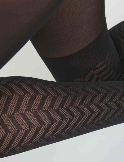 Фантазийные колготки Dim 0CVG STYLE herringbone patterns, Цвет: черный, Размеры: 3/4, изображение 3