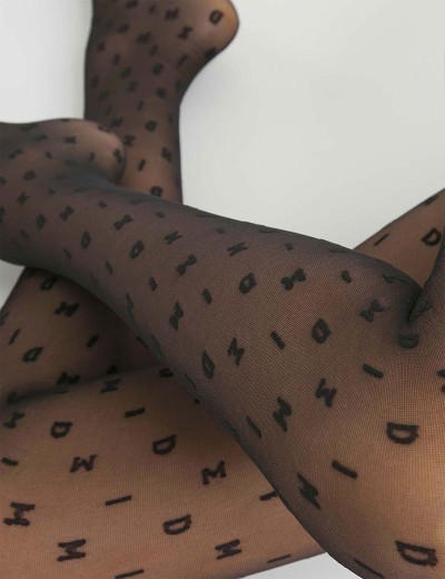 Фантазийные колготки Dim 0CVB STYLE logo pattern, Цвет: черный, Размеры: 3/4, изображение 3