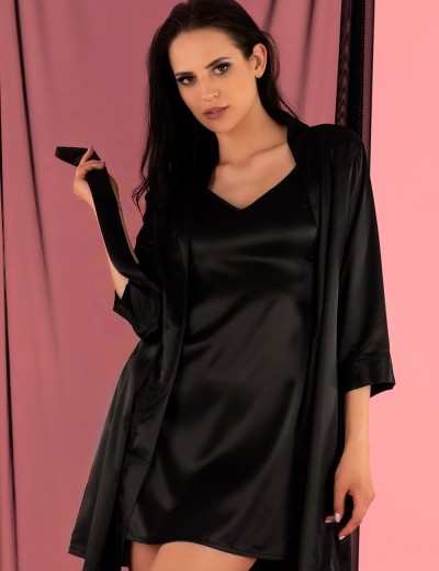 Атласная сорочка LIVIA CORSETTI LC 90519 MIRDAMA KOSZULA BLACK, Цвет: черный, Размеры: M, изображение 3